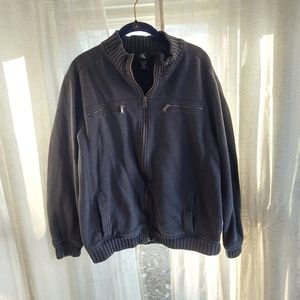 Mens Calvin Klein Black Long Sleeve Zip Sweater Jacket Pockets Size Large xL